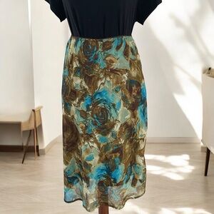 Floral Blue and Brown Skirt